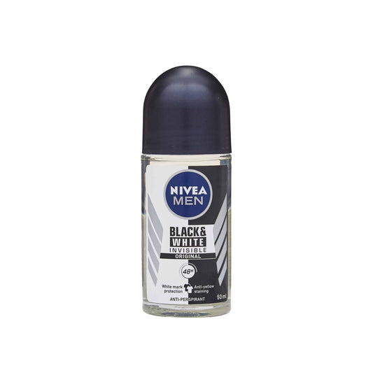 NIVEA MEN Anti-Perspirant Deodorant Roll-On, Black & White Original, 48 Hours Deo, 50ml