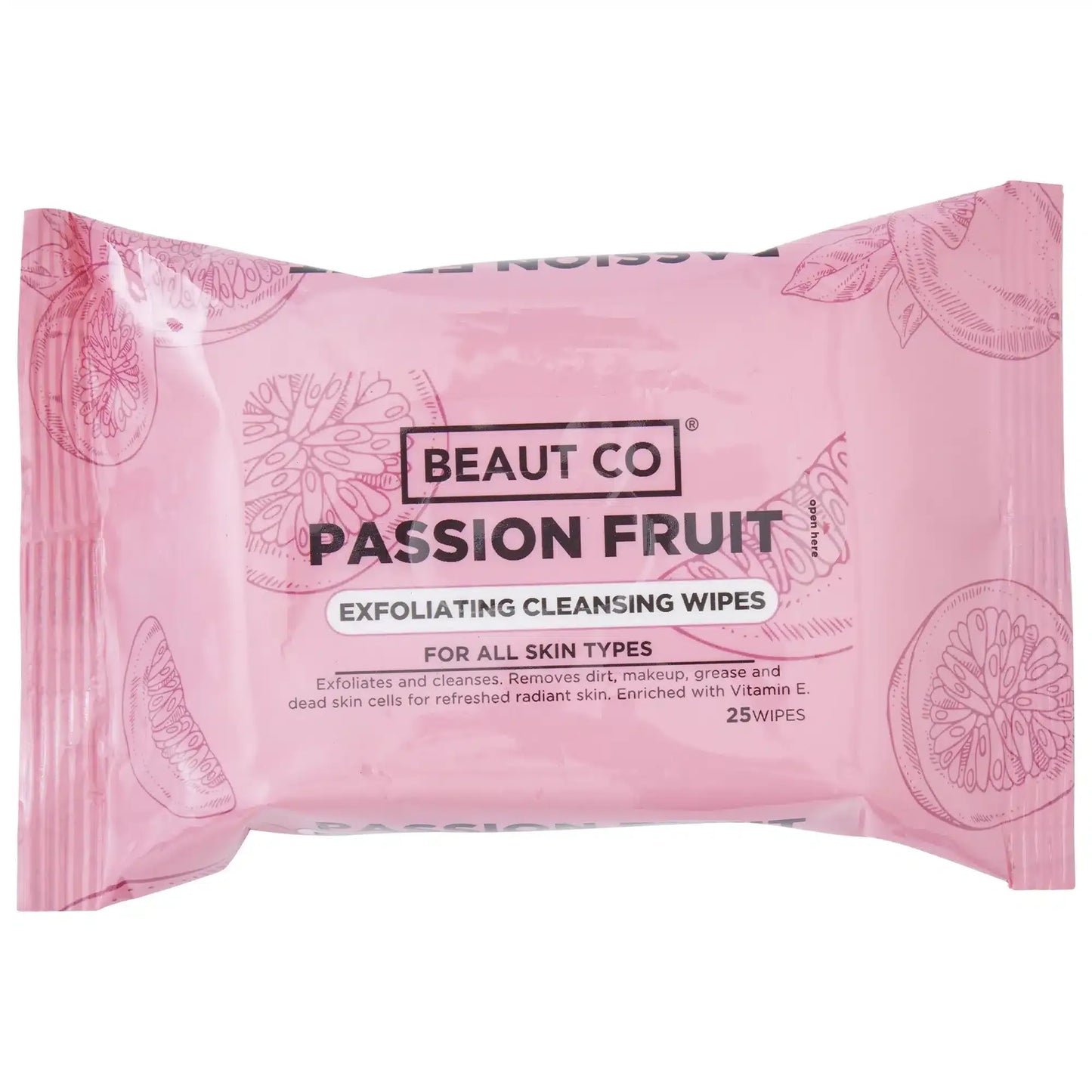 Beaut Co Passion Fruit Exfoliating Cleansing Wipes 25's