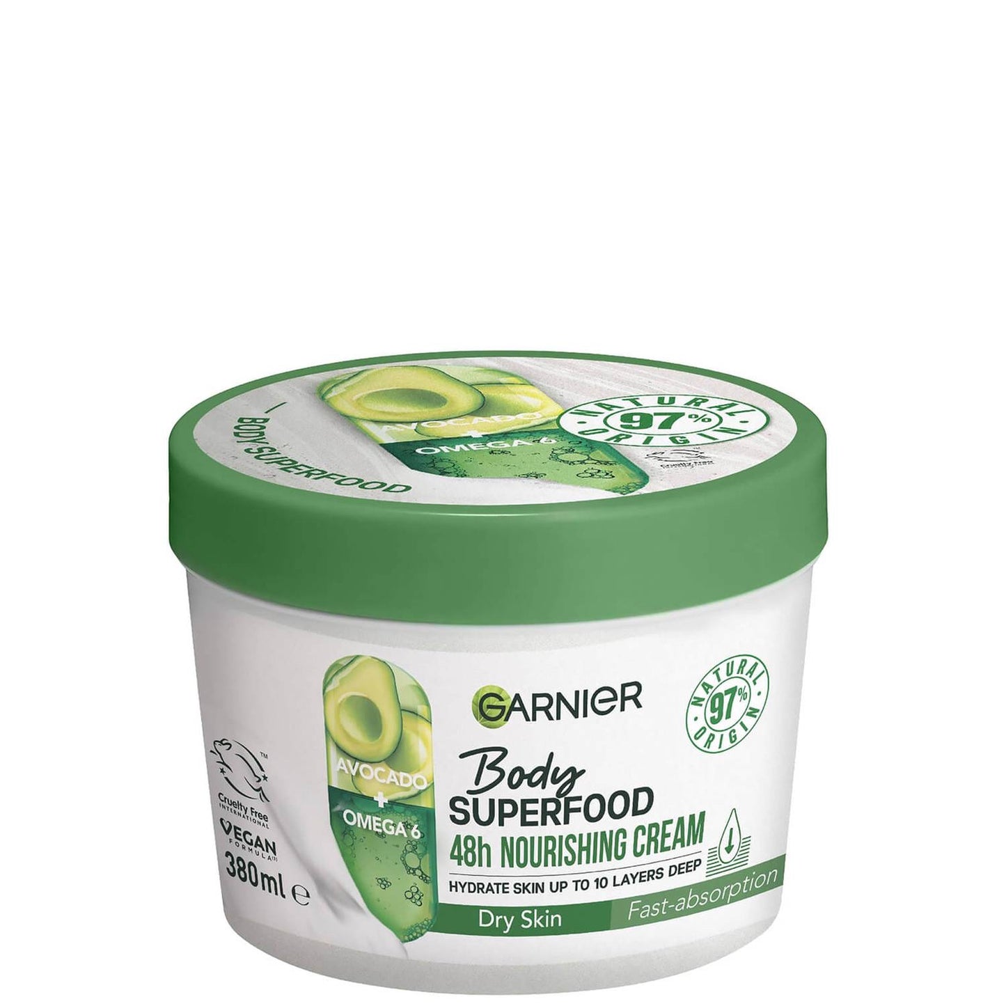 Garnier Body Superfood, Nourishing Body Cream, Avocado and Omega 6, 380ml
