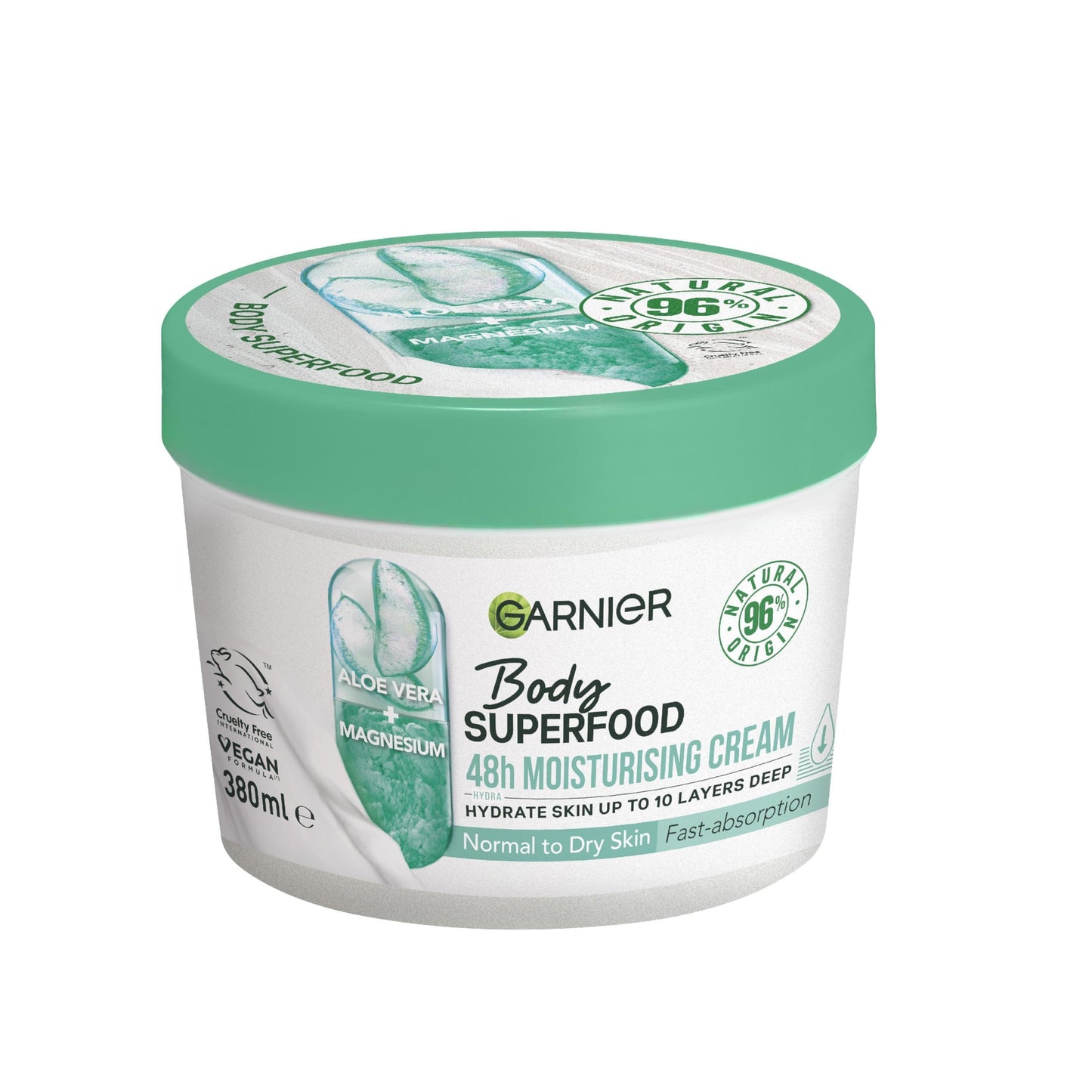 Garnier Body Superfood, Moisturising and Soothing Body Cream, Aloe Vera and Magnesium 380ml
