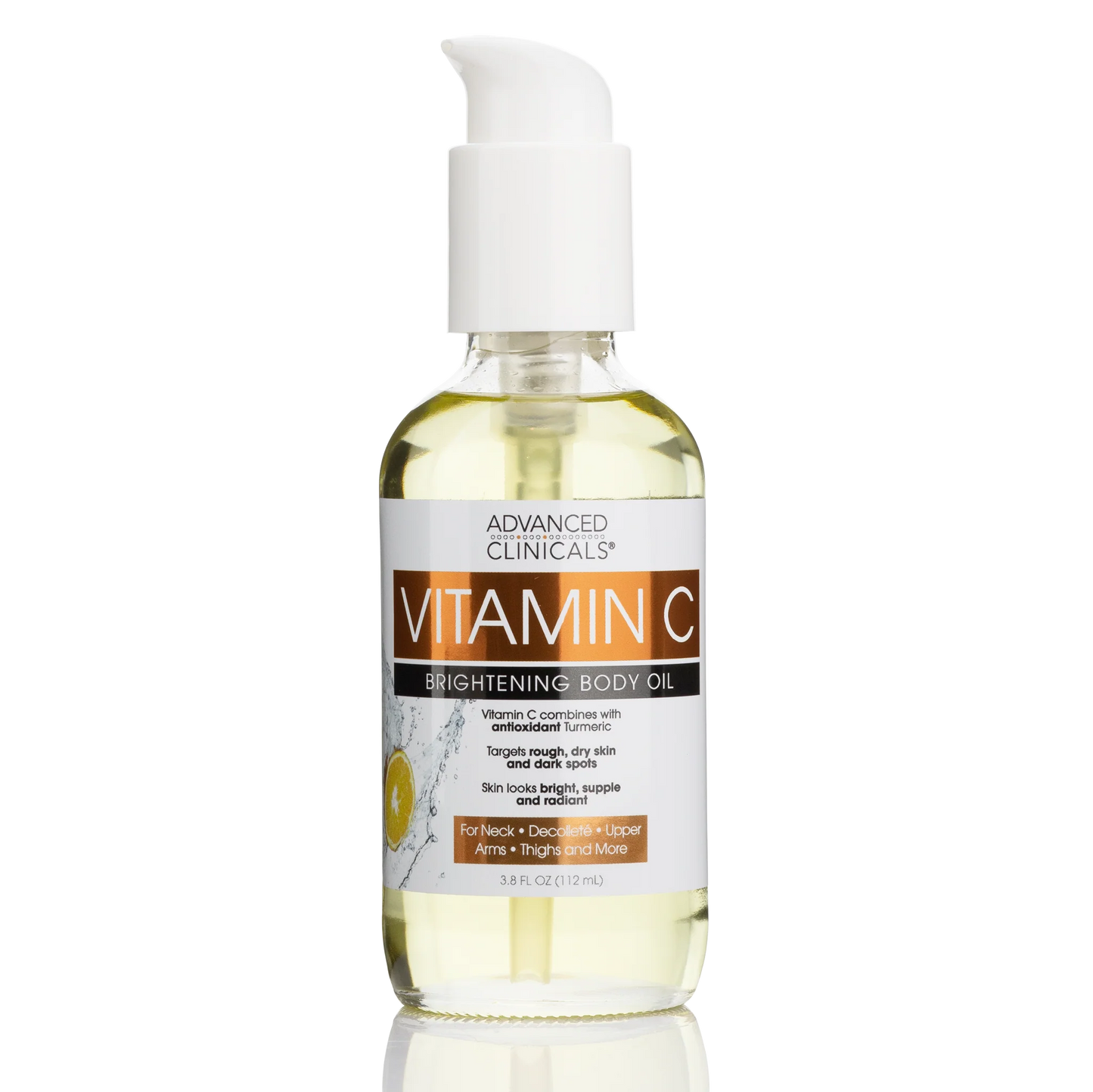 Advanced Clinicals Vitamin C Body Oil Skin Care Moisturizer W/Vitamin E & Turmeric 3.8 Fl Oz