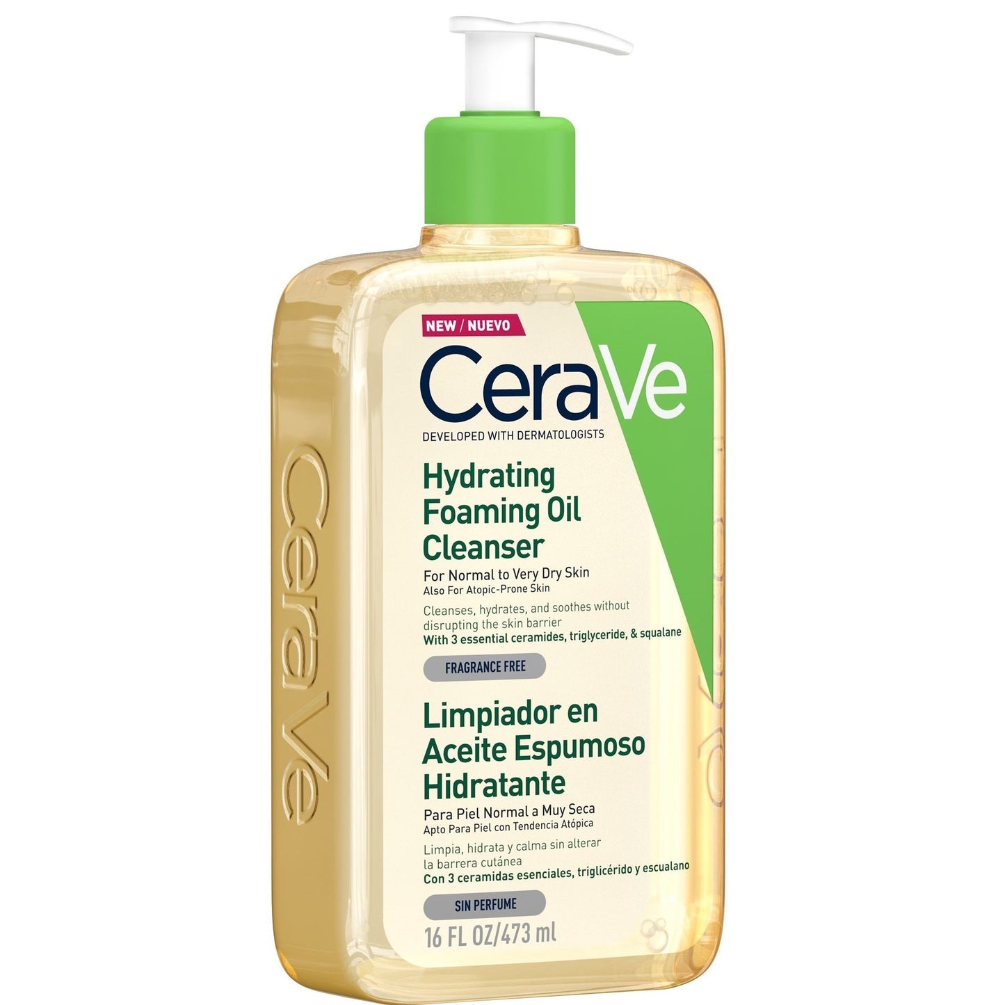 CeraVe Hydrating Foaming Oil Cleanser 473ml for Normal to Very Dry Skin