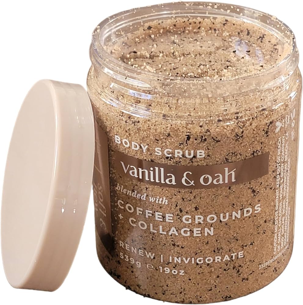 Renew and Invigorate Body Scrub, Vanilla & Oah with Coffee Grounds + Collagen, 19oz
