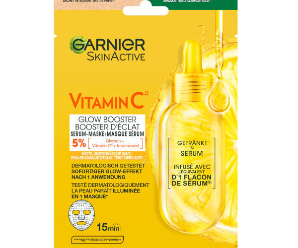Garnier skin active Vitamin C brightening glow boosting serum mask