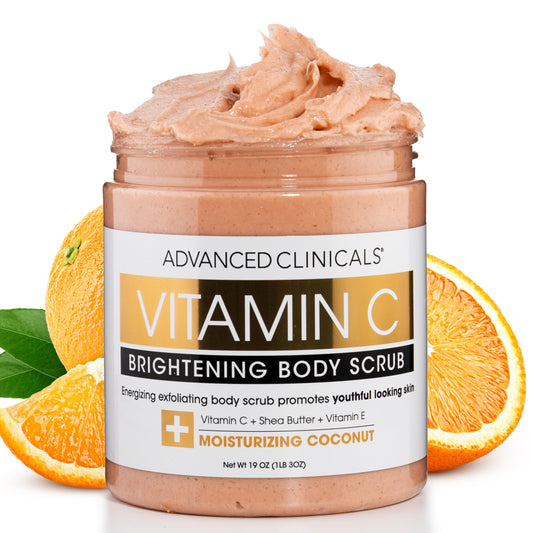 Advanced Clinicals Brightening Vitamin C Body Scrub W/Shea Butter + Vitamin E Oil + Coconut Oil 19 OZ