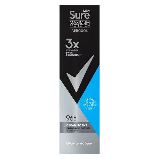 Sure Men Maximum Protection Clean Scent Anti-perspirant Deodorant Aerosol 150 ml