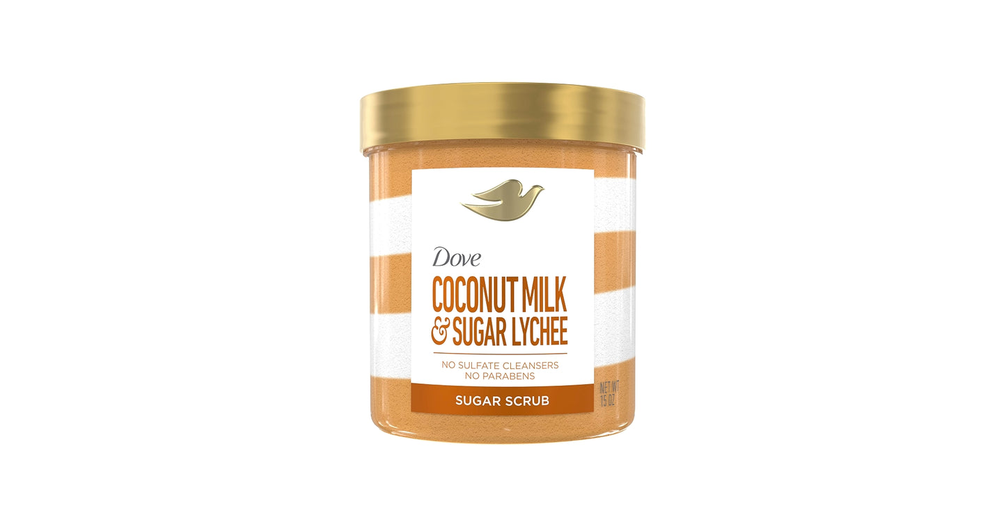 Dove Beauty Body Sugar Scrub - Coconut Milk & Sugar Lychee - 15oz