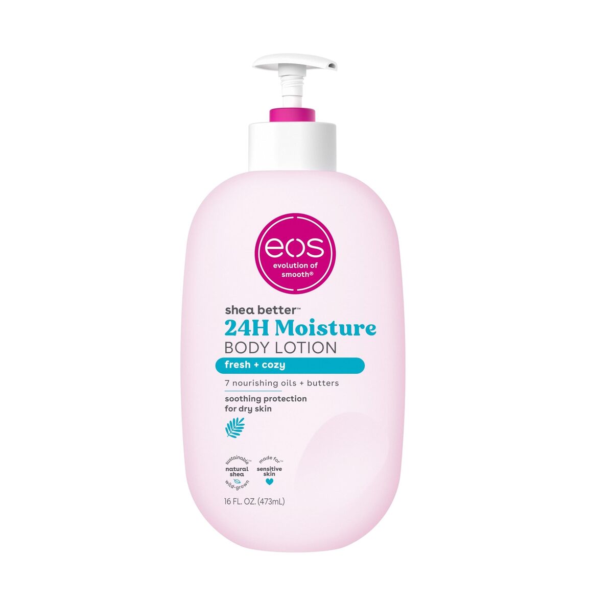 eos fresh+cozy body lotion shea better 24hr moisture - 16 oz/473 ml