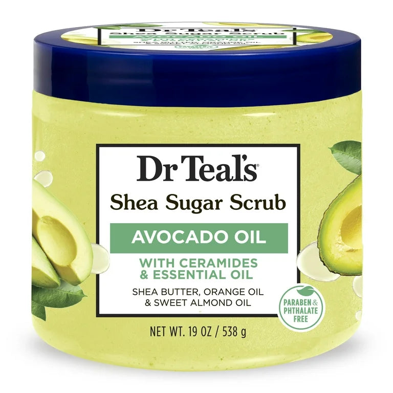 Dr Teal's Shea Sugar Body Scrub with Avocado Oil and Ceramides, 19 oz