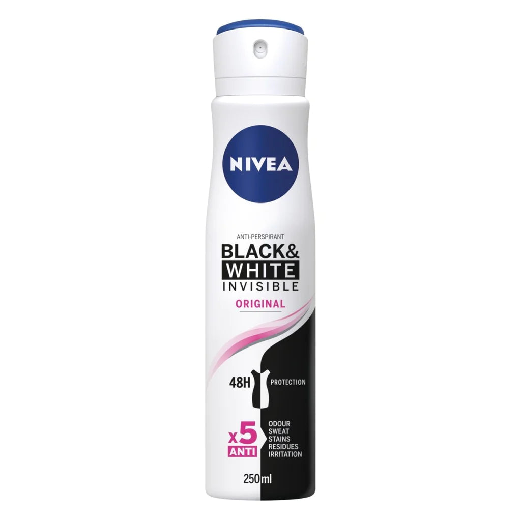 NIVEA Anti-Perspirant Deodorant Spray, Black & White Original, 48 Hours Deo, 250ml