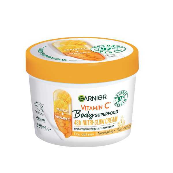 Garnier Body Superfood, Nutri Glow Body Cream Vitamin C & Mango 380ml