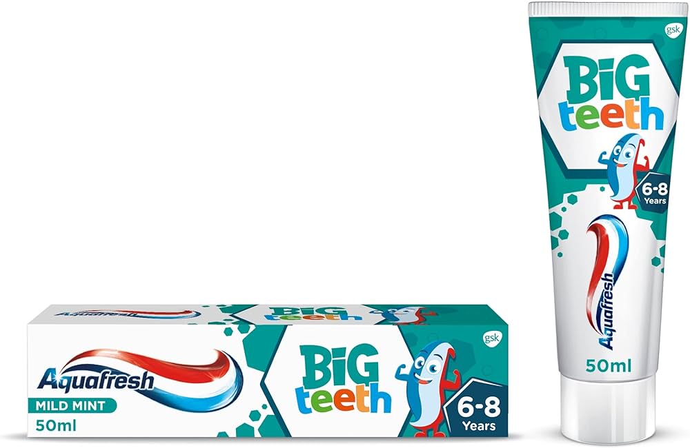 Aquafresh Kids Fluoride Toothpaste, Big Teeth Toothpaste, For Ages 6-8, 75ml
