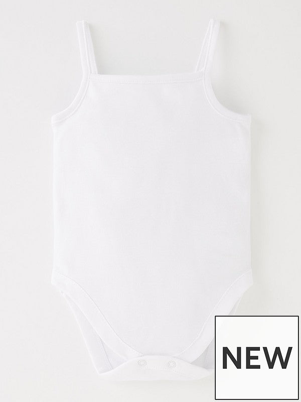 Baby Unisex 5 Pack strappy vests - white