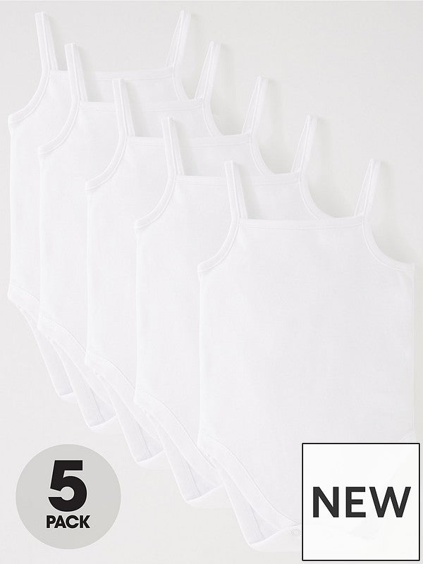 Baby Unisex 5 Pack strappy vests - white