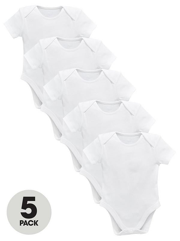 Baby Unisex 5 Pack short sleeve bodysuits - white