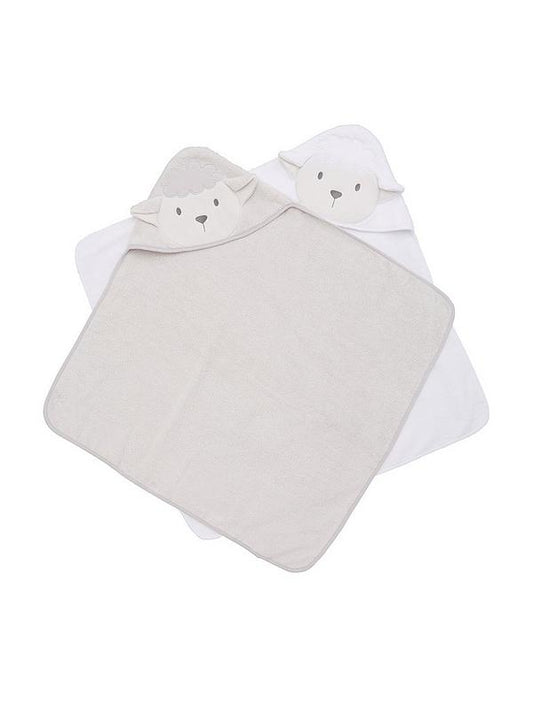 Baby Gifting Unisex 2 Pack Lamb Towels - Cream