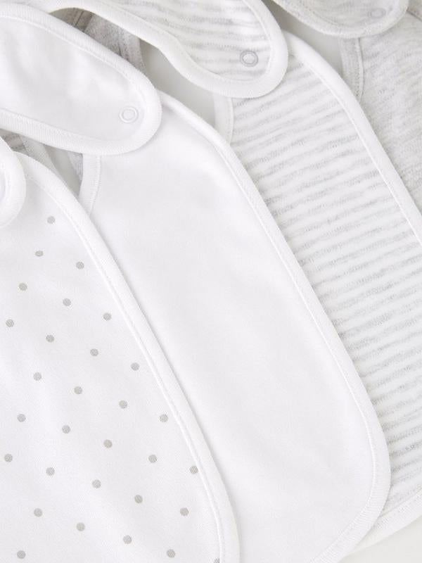 Baby Unisex 4 Pack Bibs - Grey/white