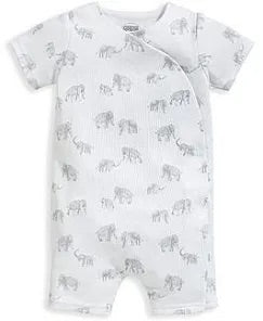 Mamas & Papas Baby Unisex Elephant Wrap Shortie Romper - White