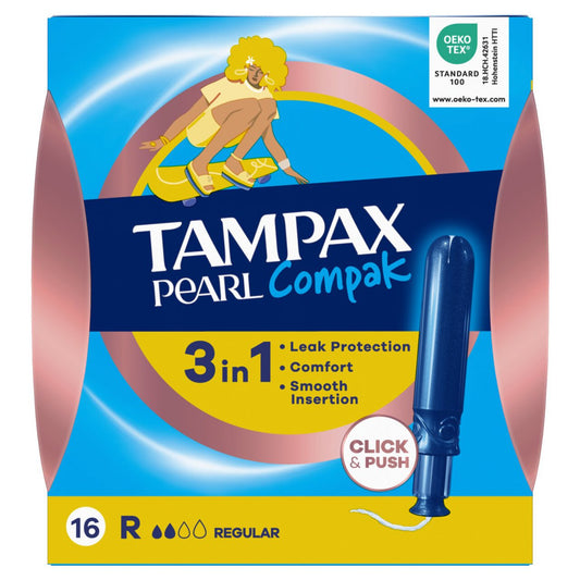 Tampax Pearl Compak 3in1 Regular Tampons With Applicator x16