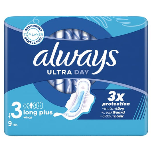 Always Ultra Sanitary Towels Long Plus (Size 3) With Wings 9 Pads