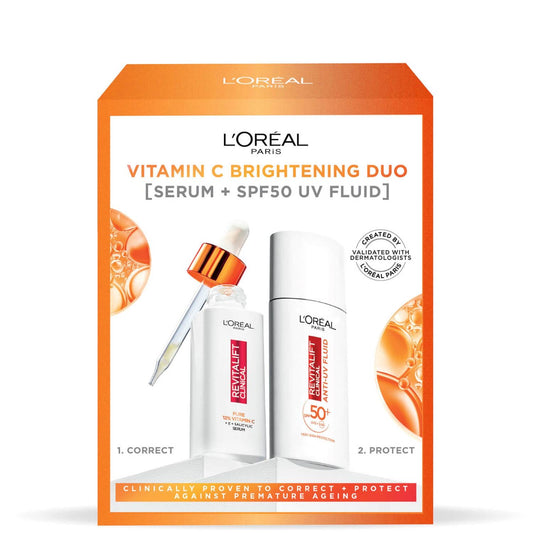 L'Oréal Paris Revitalift Pure Vitamin C Serum and SPF 50+ Invisible Fluid Face Duo