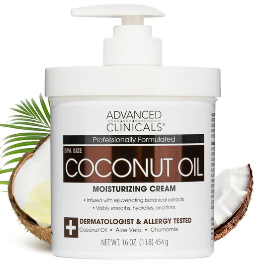 Advanced Clinicals Coconut Oil Moisturizing Cream, 16 oz