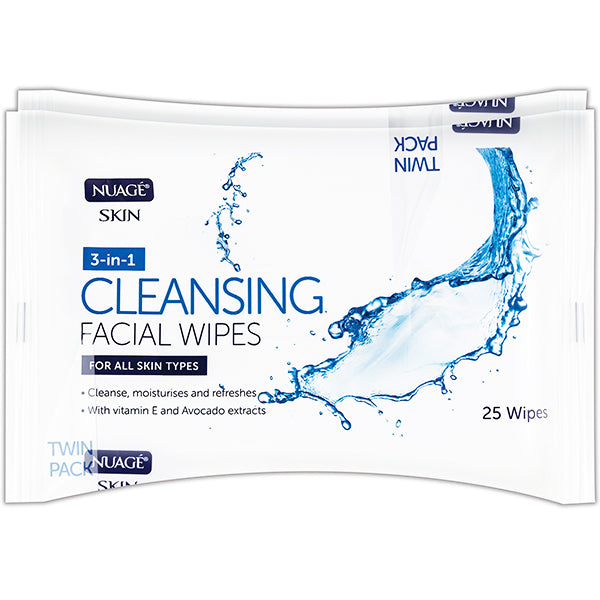 NUAGE Skin 3-IN-1 cleansing facial wipes twin pack